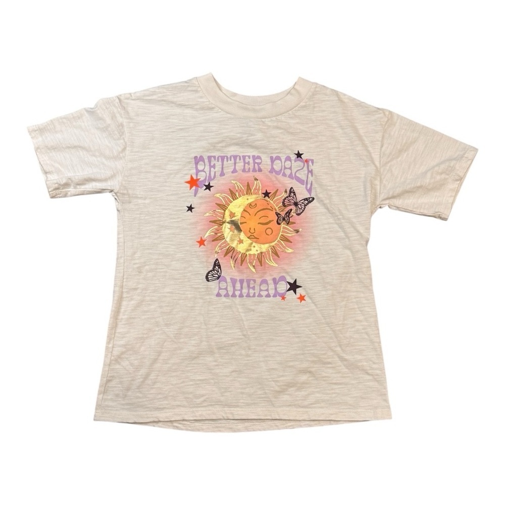 Girls Tee with Sun and Butterfly Design